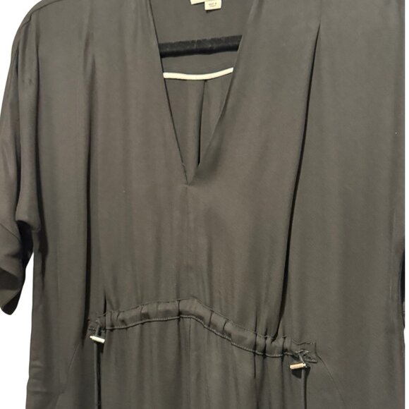 WHISTLES Frances Gathered Drawstring Short Sleeve Black Dress Womens Size 2 - Picture 4 of 13